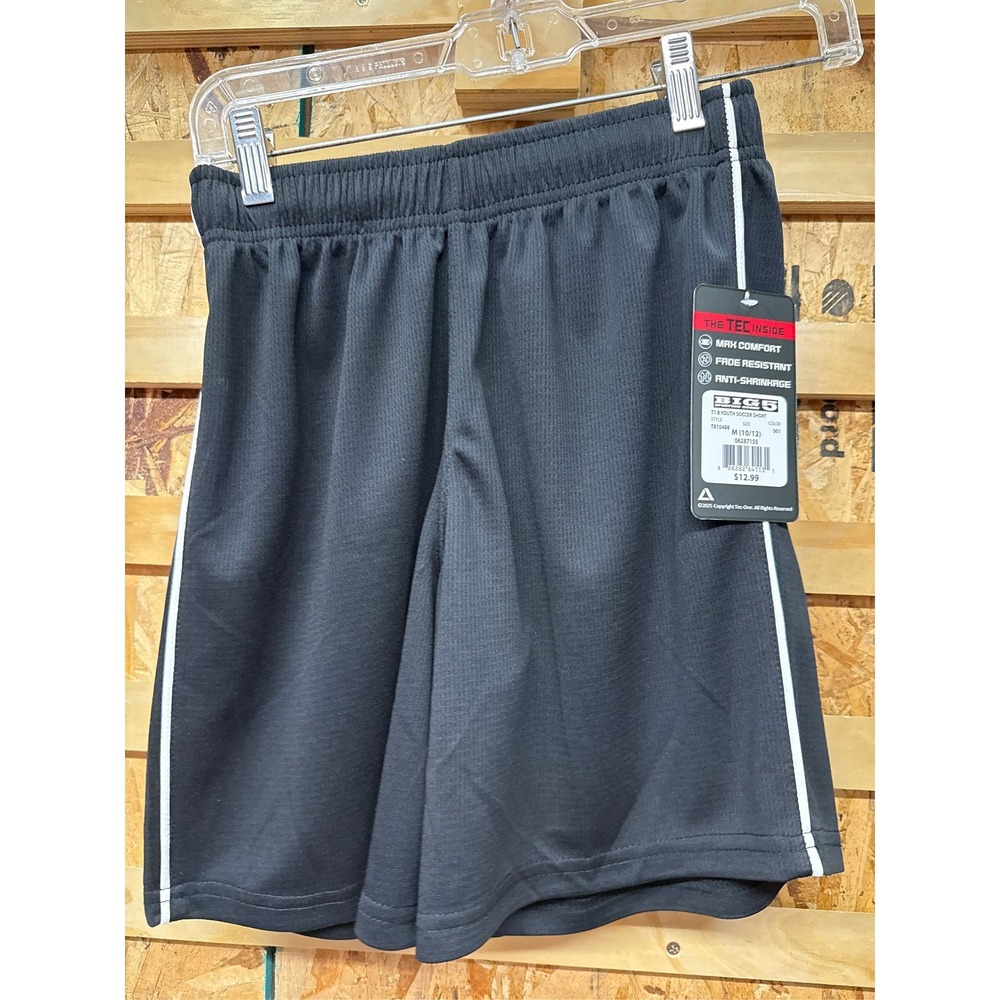 TEC-ONE Kids' Striker Soccer Shorts - Black/White, M (10/12), M (10/12)